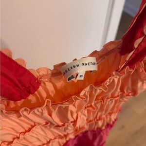 English Factory Ruffled Dress in Red and Pink